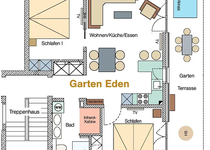 Apartment Ocean House Garten Eden Mit Whirlpool